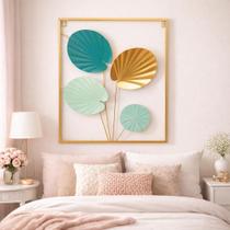 Quadro Decorativo Metal Dourado Estampa Abstrata Parede - Quadro Decorativo Metal Dourado Estampa Abstrata Parede -