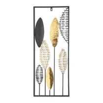 Quadro Decorativo Metal Folhas Preto/Dourado 32x8cm Rojemac 60526 Quadro Decorativo Metal Folhas Preto/Dourado 32x8cm Rojemac 60526