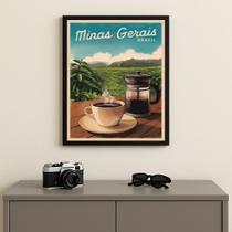 Quadro Decorativo Minas Gerais - Café 24x18cm Mold Preta