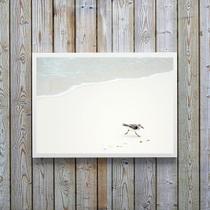Quadro Decorativo Minimalista- Mar Pássaro Branco 33X24Cm