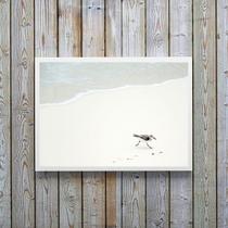 Quadro Decorativo Minimalista- Mar Pássaro Branco 45x34cm Quadro Decorativo Minimalista- Mar Pássaro Branco 45x34cm