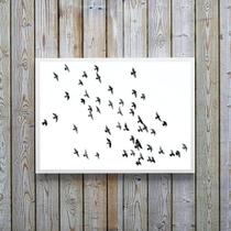 Quadro Decorativo Minimalista Pássaros Voando 45X34Cm