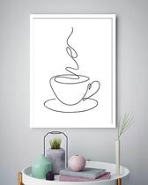 Quadro Decorativo Minimalista Xícara Café One Line -70X50Cm