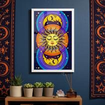 Quadro Decorativo Místico Sol e Lua - 70x50cm