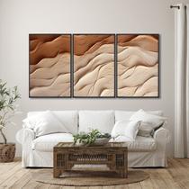 Quadro Decorativo Modelo Areia com 3 Telas para Sala, Casa de Praia, Lavabo 60cm X 90cm Com Vidro Quadro Decorativo Modelo Areia com 3 Telas para Sala, Casa de Praia, Lavabo 60cm X 90cm Com Vidro