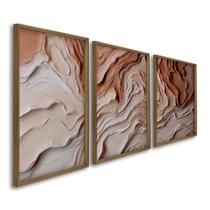 Quadro Decorativo Modelo Barro 3 Telas 60x90 para Quarto Casa de Praia Lavabo