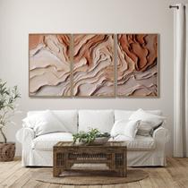 Quadro Decorativo Modelo Barro 3 Telas 60x90 para Quarto Casa de Praia Lavabo