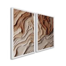 Quadro Decorativo Modelo Barro com 2 Telas de Parede para Sala Quarto Escritório 60cm X 90cm Com Vidro