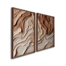 Quadro Decorativo Modelo Barro com 2 Telas de Parede para Sala Quarto Escritório 60cm X 90cm Com Vidro