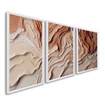 Quadro Decorativo Modelo Barro com 3 Telas para Sala, Casa de Praia, Lavabo 60cm X 90cm Sem Vidro