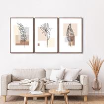 Quadro Decorativo Modelo Floral IV com 3 Telas de Parede para Sala Quarto Escritório