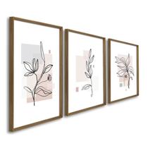 Quadro Decorativo Modelo Floral Plantas Aquáticas 3 Telas 60x90 para Sala Quarto Escritório Quadro Decorativo Modelo Floral Plantas Aquáticas 3 Telas 60x90 para Sala Quarto Escritório