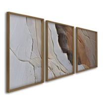 Quadro Decorativo Modelo Rocha com 3 telas para Sala, Casa de Praia, Lavabo