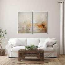 Quadro Decorativo Modelo Rústico com 2 Telas de Parede para Sala Quarto Escritório 60cm X 90cm Branco