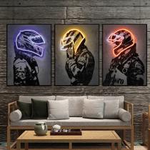 Quadro decorativo moderno abstrato neon Ayrton Senna capacete fórmula 1 f1 sala quarto hall