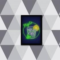 Quadro Decorativo Mojito Simulando Neon 24x18cm