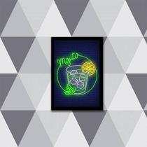 Quadro Decorativo Mojito Simulando Neon 45x34cm - com vidro Quadro Decorativo Mojito Simulando Neon 45x34cm - com vidro