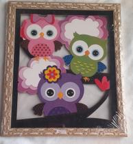 Quadro Decorativo Moldura 30x30cm Corujas Quadro Decorativo Moldura 30x30cm Corujas