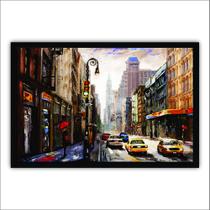 Quadro Decorativo Moldura de Madeira 60x40 Pintura Nova York