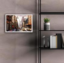 Quadro Decorativo Moldura de Madeira 60x40 Pintura Nova York Quadro Decorativo Moldura de Madeira 60x40 Pintura Nova York