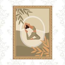 Quadro Decorativo Moldura Dourada Yoga 45X34Cm