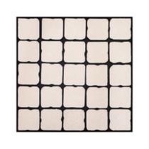 Quadro Decorativo Moldura Madeira Quadrados Branco Fino Acabamento Abstrato