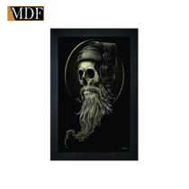 Quadro Decorativo Moldura Pintada Gel Bearded Skull 30x20 Mdf Adesivado Quadro Decorativo Moldura Pintada Gel Bearded Skull 30x20 Mdf Adesivado