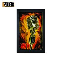 Quadro Decorativo Moldura Pintada Gel Microfone Vintage Café 30x20 Mdf Adesivado Quadro Decorativo Moldura Pintada Gel Microfone Vintage Café 30x20 Mdf Adesivado