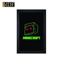 Quadro Decorativo Moldura Pintada Gel Minecraft 30x20 Mdf Adesivado