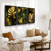 Quadro Decorativo Moldura Plantas Folhas Verdes Gold Quadro Decorativo Moldura Plantas Folhas Verdes Gold