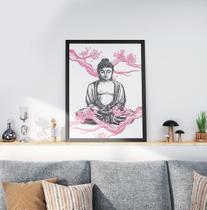 Quadro Decorativo Moldura Preta 30x40cm Buda Cerejeiras