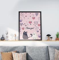Quadro Decorativo Moldura Preta 30x40cm Cat Love