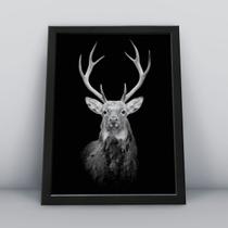 Quadro Decorativo Moldura Preta 30x40cm Cervo Animal Quadro Decorativo Moldura Preta 30x40cm Cervo Animal