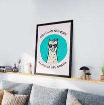 Quadro Decorativo Moldura Preta 30x40cm Frase Lhama