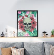 Quadro Decorativo Moldura Preta 30x40cm Skull Flowers Quadro Decorativo Moldura Preta 30x40cm Skull Flowers