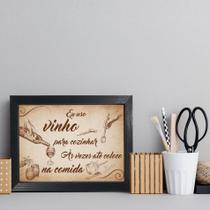 Quadro Decorativo Moldura Preta MDF Frase Vinho