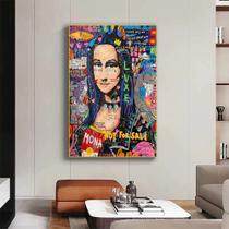 Quadro decorativo Monalisa moderna obra de arte abstrata colorida grafite para sala quarto Quadro decorativo Monalisa moderna obra de arte abstrata colorida grafite para sala quarto