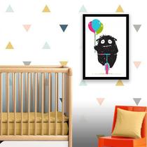 Quadro Decorativo Monstrinho Com Balão 34x23Cm Quadro Decorativo Monstrinho Com Balão 34x23Cm