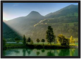 Quadro Decorativo Montanhas Árvores Verdes Paisagem Natureza Decorações Com Moldura