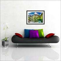 Quadro Decorativo Montanhas Lago Paisagens Árvore Salas Decorações Com Moldura