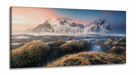 Quadro Decorativo Montanhas Neve Paisagem em Tecido Canvas 130x60