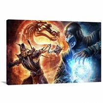 Quadro decorativo Mortal Kombat Scorpion Sub Zero Tela em Tecido