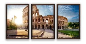 Quadro Decorativo Mosaico 3 Peças 60x40 Cm Roma 7 Maravilhas