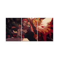 Quadro Decorativo Mosaico 3 Peças Rengoku e Akaza Anime Demon Slayer 120x60cm