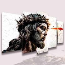Quadro Decorativo Mosaico 5 Pçs Jesus cristo Yeshua Moderno Sala Quarto Hall