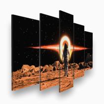 Quadro Decorativo Mosaico 5 peças Astronauta Planeta Espaço Quadro Decorativo Mosaico 5 peças Astronauta Planeta Espaço