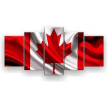 Quadro Decorativo Mosaico 5 Peças Bandeira Do Canadá - EXCELÊNCIA-QUADROS