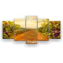 Quadro Decorativo Mosaico 5 Peças Caminho Das Uvas