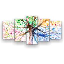 Quadro Decorativo Mosaico 5 Peças Desenho Árvore Galhos - EXCELÊNCIA-QUADROS