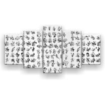 Quadro Decorativo Mosaico 5 Peças Desenhos Pretos Quadro Decorativo Mosaico 5 Peças Desenhos Pretos